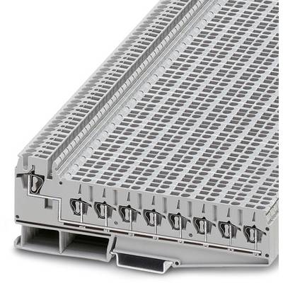 Barra di morsetti elettrica con molteplici connessioni e contatti, utilizzata nell'industria per il cablaggio e il collegamento in sicurezza.