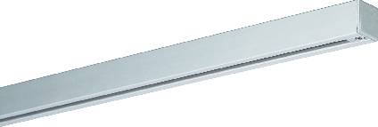 Lungo componente rettangolare bianco in metallo, probabilmente parte di un impianto di illuminazione o ventilazione.