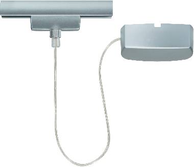 Un lucchetto di sicurezza argentato con cavo, utilizzato per prevenire il furto di dispositivi.