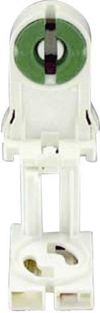 Portalampada in bianco con inserto di accento verde, adatto per l'installazione di dispositivi di illuminazione.