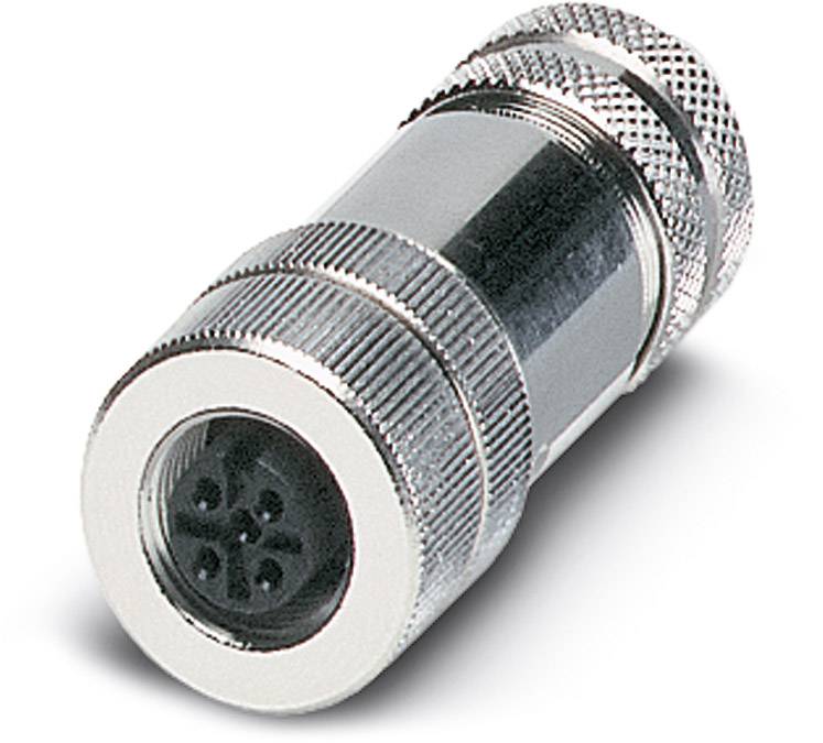 Connettore metallico con involucro circolare e connessione multipolare, idoneo per connessioni elettroniche.