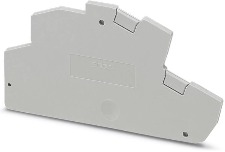 Morsettiera grigia in plastica per quadri elettrici, dalla forma irregolare, utilizzata per collegare o proteggere linee elettriche su guide.