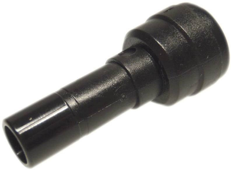 Un adattatore o spina nero, dalla forma cilindrica, per scopi di connessione in applicazioni tecniche.
