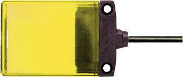 Sensore giallo, rettangolare, con involucro nero e connessione per cavo, presumibilmente per applicazioni industriali o monitoraggio di macchinari.