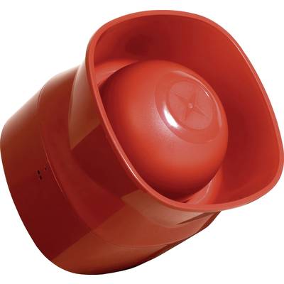 Un ventilatore rosso con involucro circolare e un cono al centro, tipico degli ambienti interni per la ventilazione.