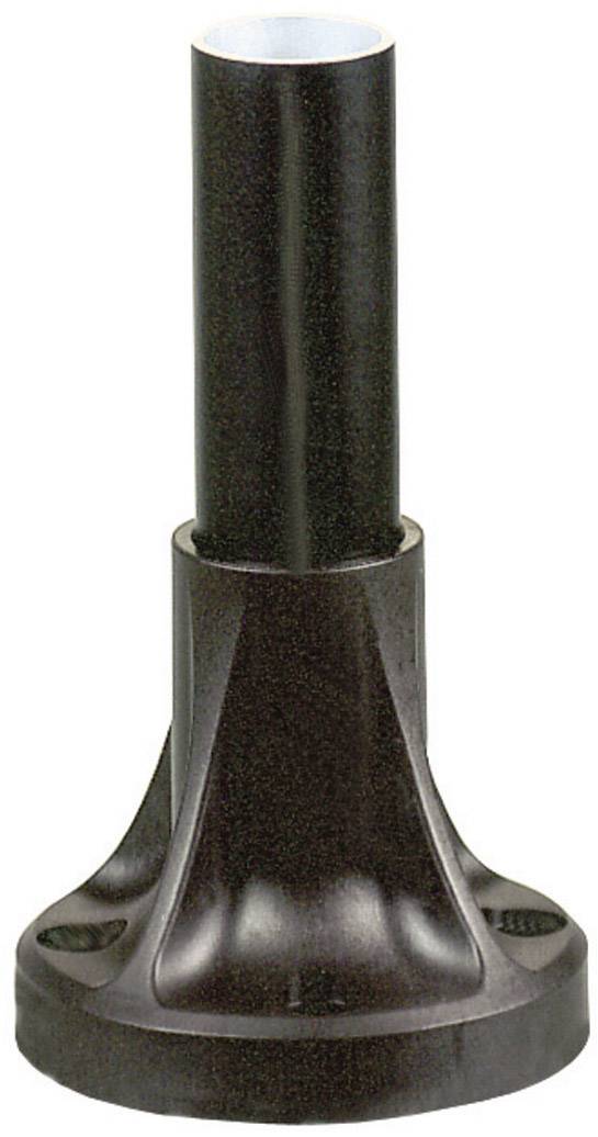 Supporto cilindrico nero con base larga e asta stretta e cava. Utilizzato per stabilizzare o fissare componenti.