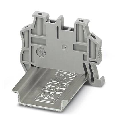 Supporto in plastica grigio di forma rettangolare con design distintivo, idoneo al fissaggio di dispositivi o componenti.