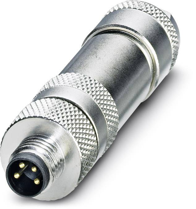 Connettore cilindrico metallico con più pin di contatto, idoneo per connessioni elettroniche e dispositivi periferici.