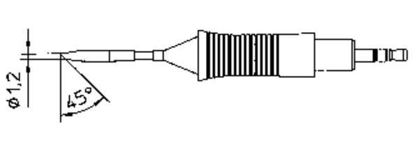 Punta di saldatura Forma tonda, taglio sbieco 45° Weller RTM 012 B Dimensione punta 1.2 mm Lunghezza punte 19 mm Contenuto 1 pz. T005 44 606 99