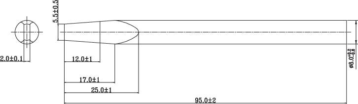 Disegno tecnico di un tratto di tubo con diverse indicazioni di misura in millimetri.