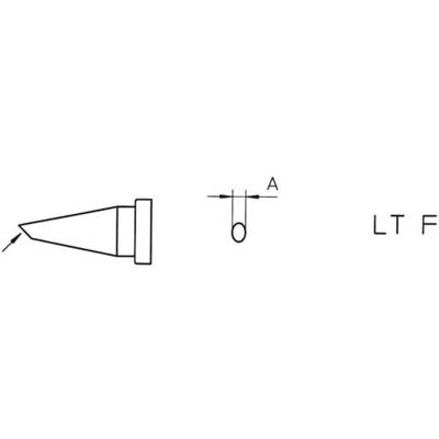 'Punte di saldatura - Punte per saldatore' con diagramma tecnico, mostra vista laterale e marcatura di sezione A. Testo: 'L T F'.