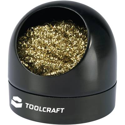 Un detergente nero per punte saldatore con spirali di pulizia dorate di Toolcraft, idoneo alla pulizia delle punte saldatore.