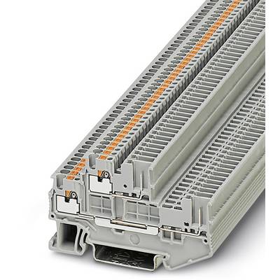 Morsettiera grigia con elementi di connessione arancioni. Viene utilizzata per installazioni elettriche.