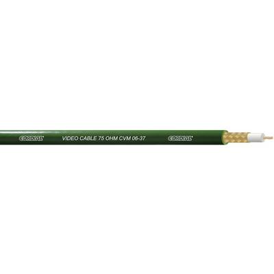 Cavo video verde con la scritta 'Video Cable 75 Ohm LK 65-7'. Le estremità del cavo sono attorcigliate.