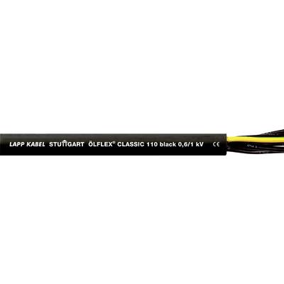 Un cavo nero con la scritta 'LAPP KABEL STUTTGART ÖLFLEX® CLASSIC 110 black 0.6/1 kV CE' e fili colorati all'estremità.