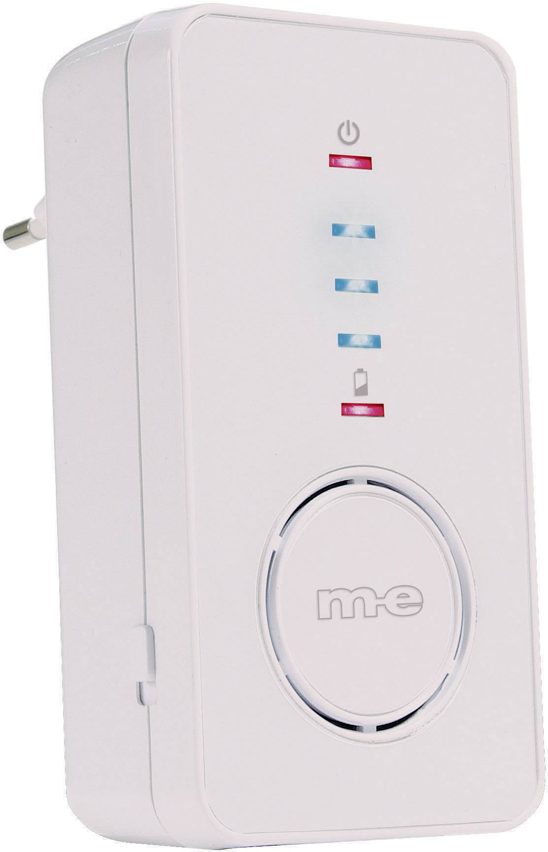 Un ripetitore Wi-Fi bianco con più indicatori LED sul lato frontale che mostrano lo stato dell'alimentazione, del segnale Wi-Fi e della connessione.