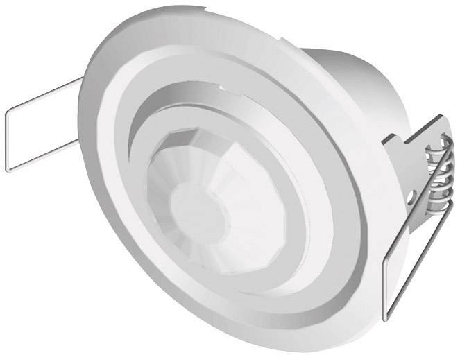Una plafoniera LED rotonda bianca con supporti metallici su entrambi i lati per il fissaggio.