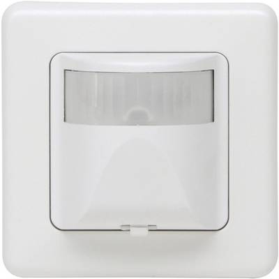 Un sensore di movimento bianco è installato a incasso nella parete.