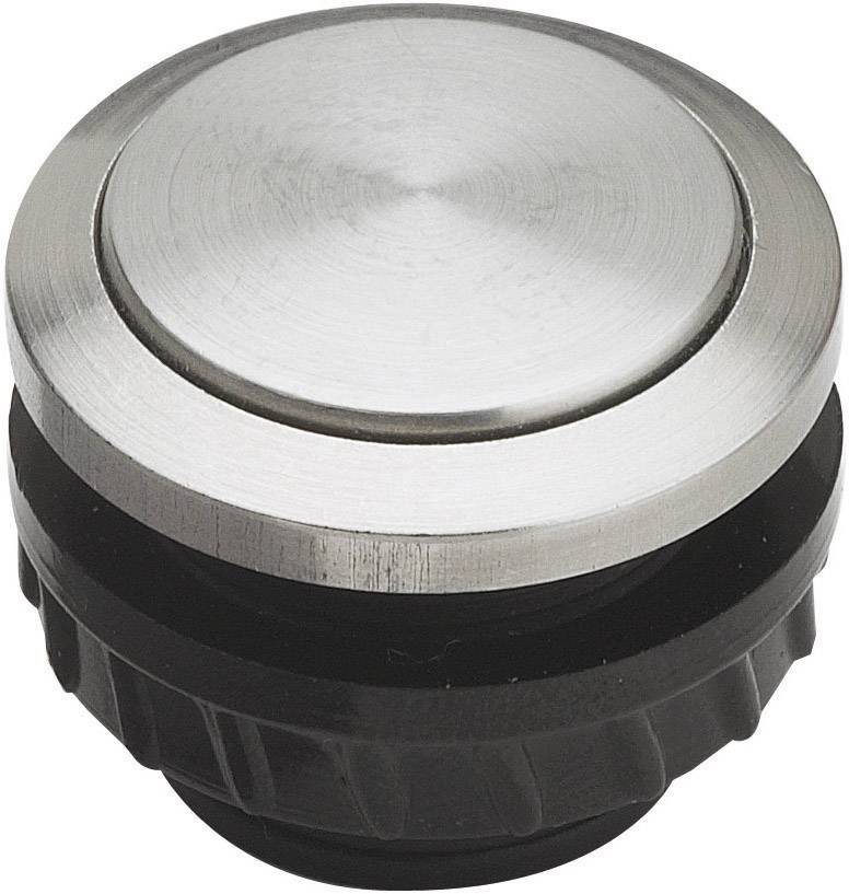 Manopola rotonda in acciaio inossidabile con bordo nero in plastica, utilizzata per il controllo dei dispositivi, caratterizzata da un'elegante sensazione tattile.
