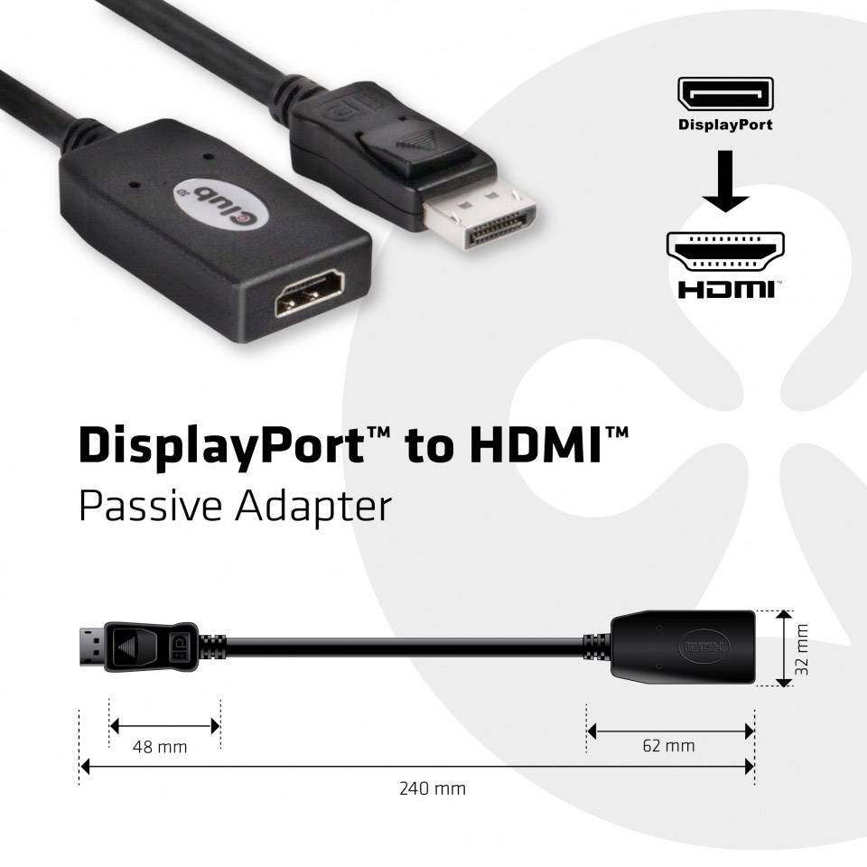 Club 3D - Video- / Audiokabel - DisplayPort / HDMI - DisplayPort (M) - HDMI, 19-polig (W) (CAC-1001)-4