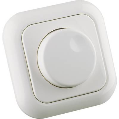 Un interruttore dimmer bianco di forma quadrata, posizionato centralmente.