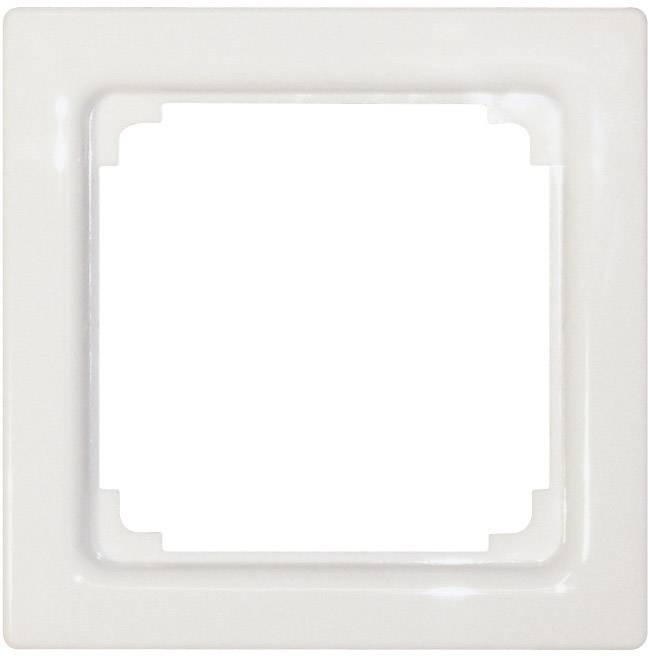 Un telaio quadrato bianco in plastica, probabilmente utilizzato come cornice per un interruttore della luce o una presa elettrica.