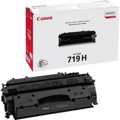 Cartuccia toner Canon 719H, nero, alta capacità, raffigurata nella confezione. Adatta per stampanti laser monocromatiche.