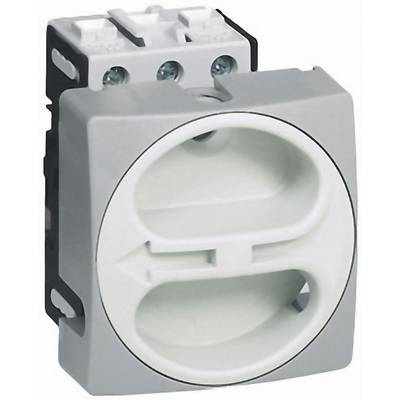 Un componente elettrico grigio e rettangolare con una superficie di attivazione centrale rotonda, presumibilmente un interruttore o un pulsante.