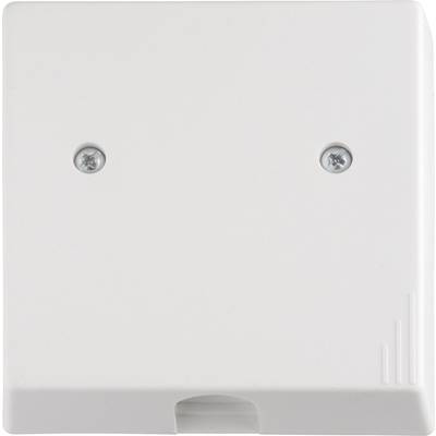 Un involucro da parete bianco con due viti visibili sul lato anteriore.