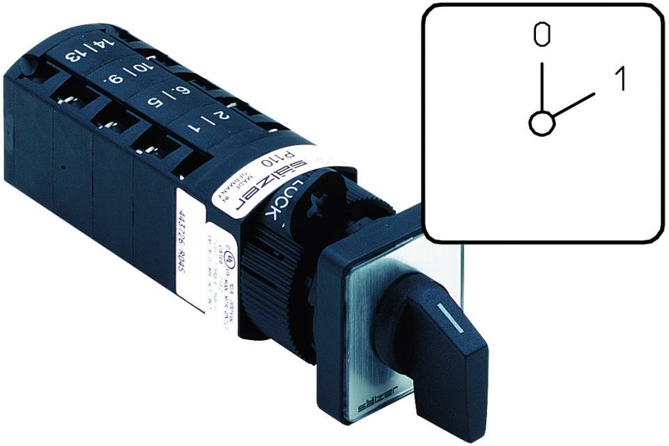 Serratura a combinazione con disco rotante per l'inserimento del codice, adatta ad applicazioni di sicurezza. Il diagramma mostra le posizioni 0 e 1.