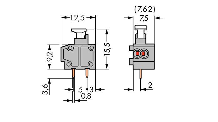 WAGO 235-551/331-000 Morsetto a molla Numero Poli (num) 1 Grigio 600 pz.