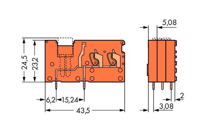 WAGO 742-176 Morsetto a molla 2.50 mm² Numero Poli (num) 1 Arancione 200 pz.