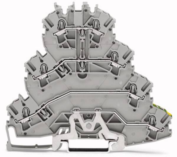 WAGO 2002-4157 Morsetto passante quadruplo 5.20 mm A molla Attribuzione: L1, L2, L3, Terre Grigio 25 pz.