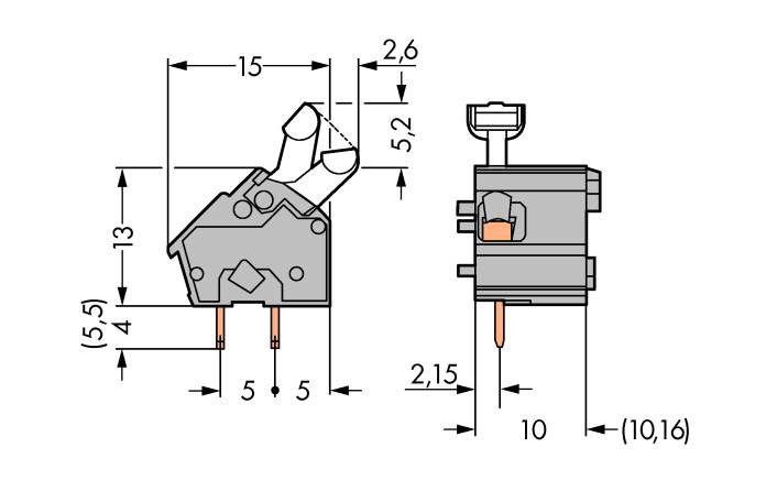 WAGO 256-601 Morsetto a molla 2.50 mm² Numero Poli (num) 1 Grigio 300 pz.