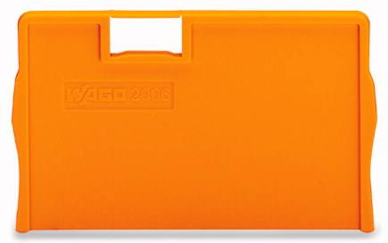 Coperchio arancione con la scritta 'WAGO 2006', probabilmente un componente per applicazioni elettriche o meccaniche.