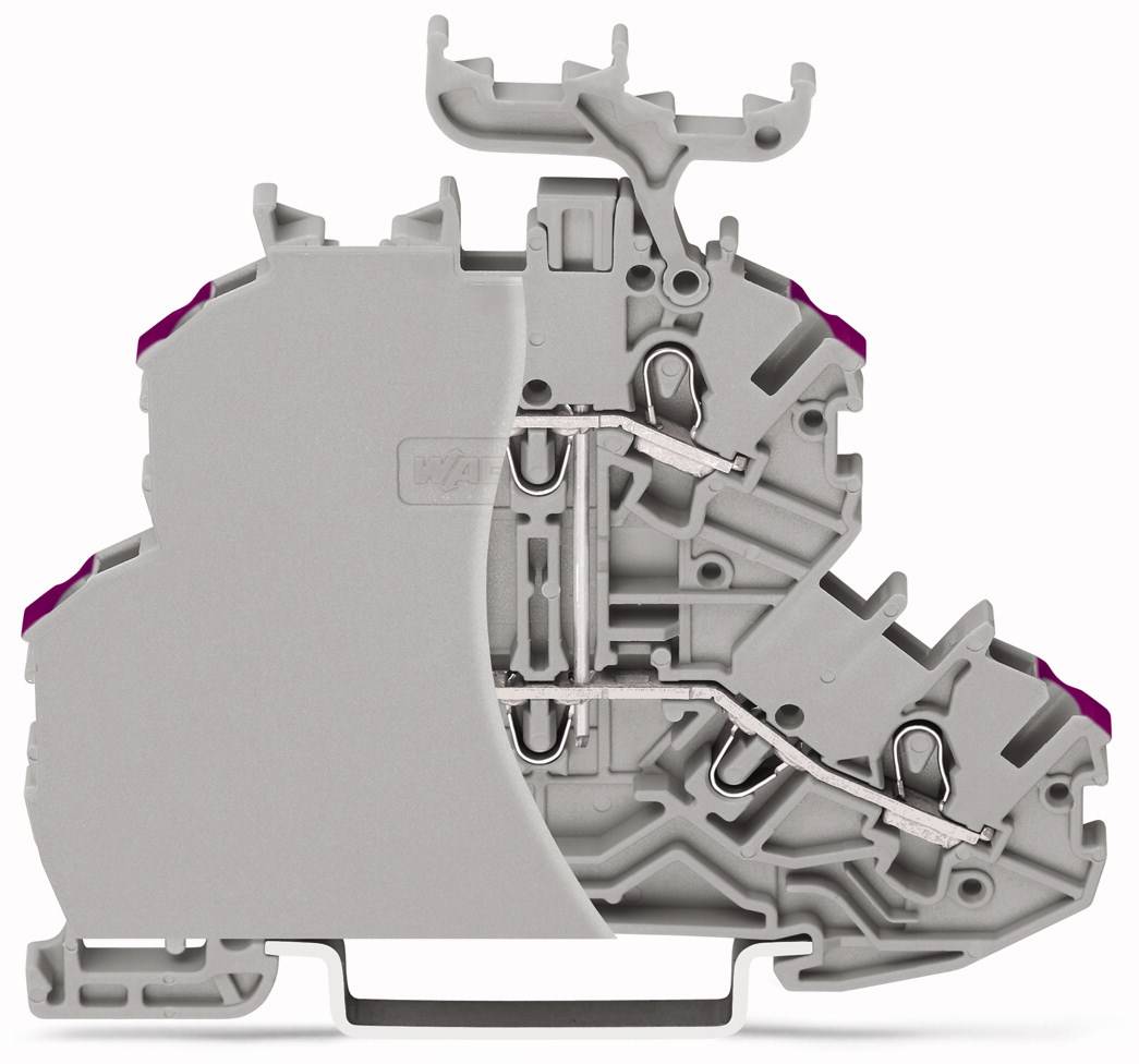 WAGO 2000-2208/099-000 Morsetto doppio passante 4.20 mm A molla Attribuzione: L Grigio 50 pz. Imballo