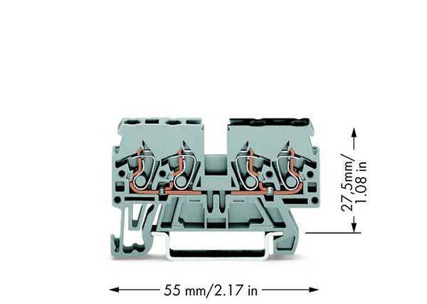WAGO 870-826 Morsetto passante 5 mm A molla Attribuzione: L Grigio 100 pz.