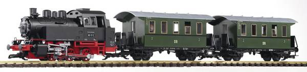 Piko G 37125 Starter kit in scala G locomotiva a vapore BR 80 con 2 vagoni passeggeri di DR