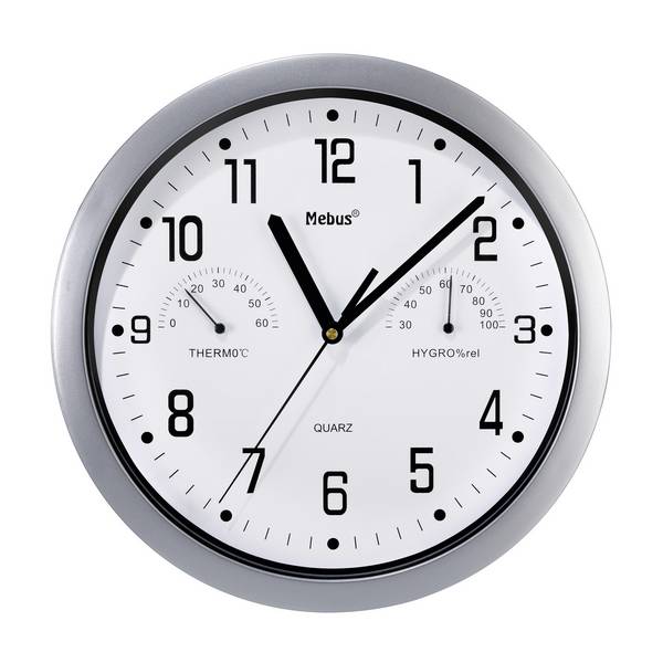 Orologi da parete - Mebus 06992 Quarzo Orologio da parete 25.5 cm Argento - Orologi da parete - Mebus 06992 Quarzo Orologio da parete 25.5 cm Argento -
