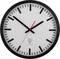 Orologio analogico con bordo nero e lancette delle ore e dei minuti nere. La lancetta dei secondi è rossa. Ora 10:10.