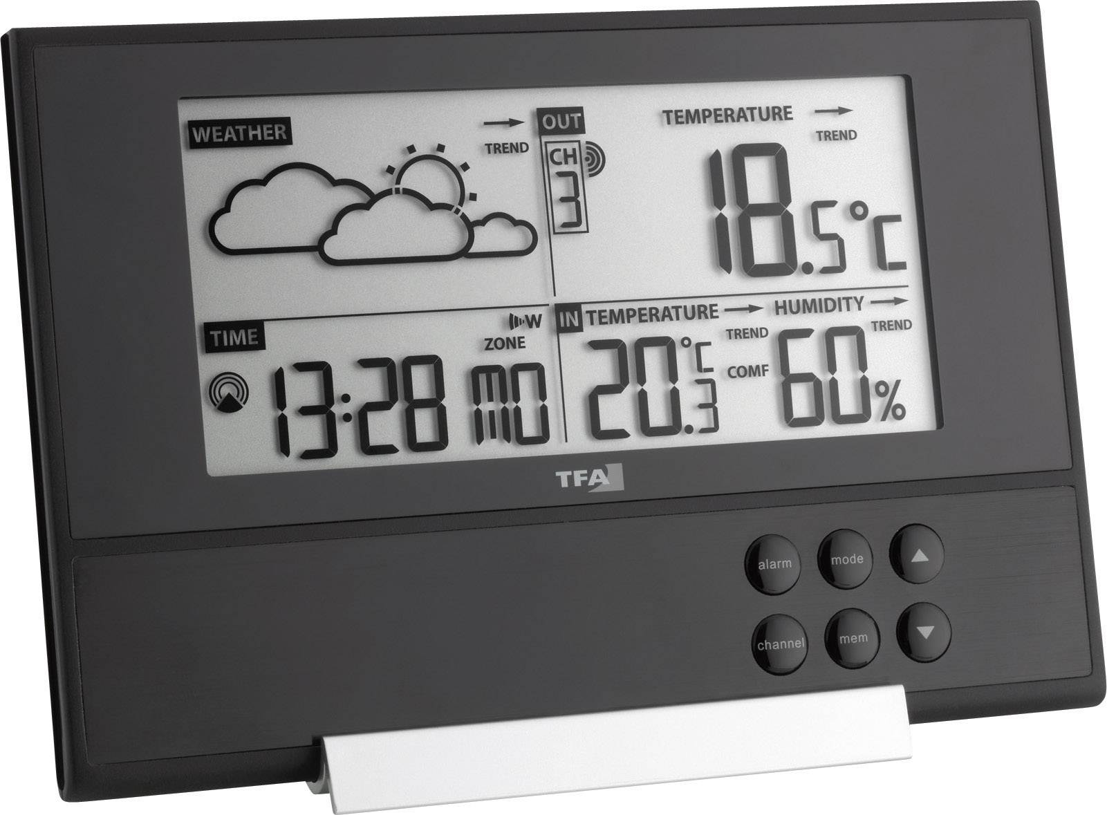TFA Dostmann Pure 35.1107 Stazione meteo digitale senza fili Previsione per 12 - 24 ore Numero di sensori max. 3