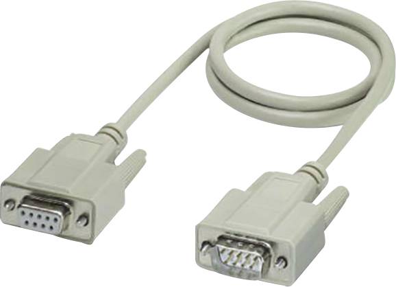 Cavo di comunicazione seriale con due connettori D-Sub a 9 pin, comunemente utilizzato per connessioni legacy dei computer.