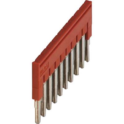 Cavo piatto, dritto e rosso con dieci pin metallici, utilizzato per connessioni su schede elettroniche.