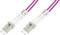 Due cavi in fibra ottica color fucsia con connettori, etichettati con '2' e '4'. Sono disposti uno accanto all'altro.