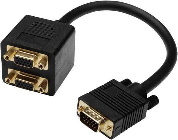 Digitus VGA Cavo a Y Spina VGA 15pin, Presa VGA 15pin, Presa VGA 15pin 0.20 m Nero AK-310400-002-S Cavo VGA