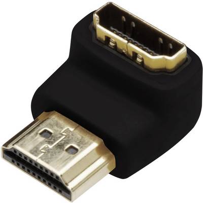 Un adattatore HDMI nero con connettori dorati che converte una spina HDMI in una presa HDMI.