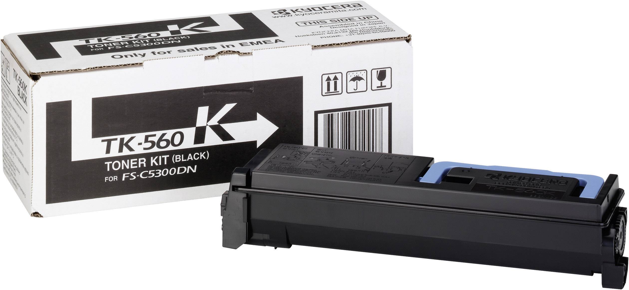 Kit toner TK-560K e confezione sono illustrati. Kit cartuccia toner nero per stampanti Kyocera.