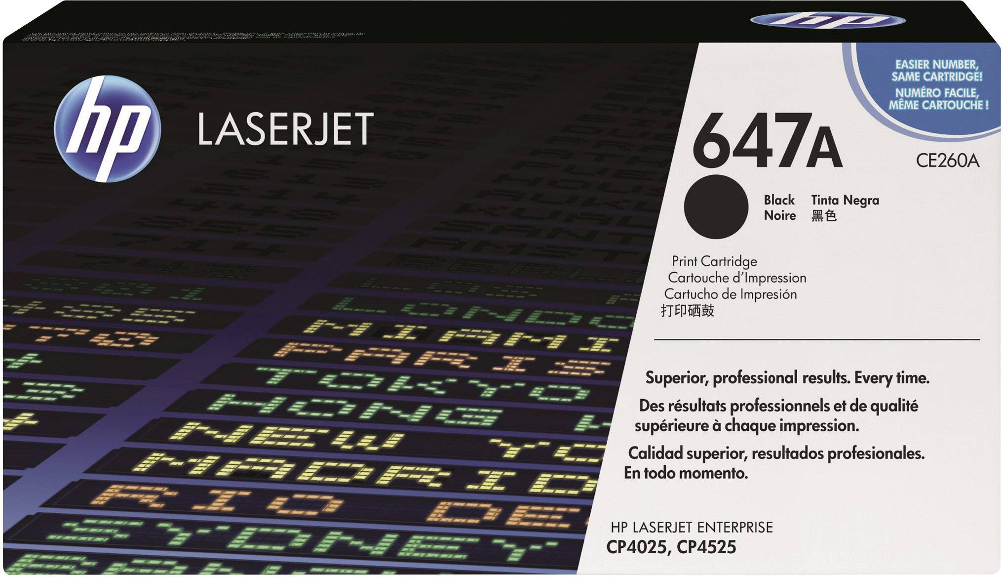 Toner nero HP LaserJet 647A, compatibile con modelli CP4025, CP4525. Offre qualità di stampa professionale.
