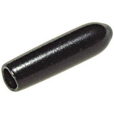 Oggetto cilindrico nero in plastica con estremità arrotondate, su sfondo bianco.