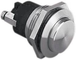 Interruttore a pulsante metallico con testa rotonda, idoneo per applicazioni elettriche e meccaniche.